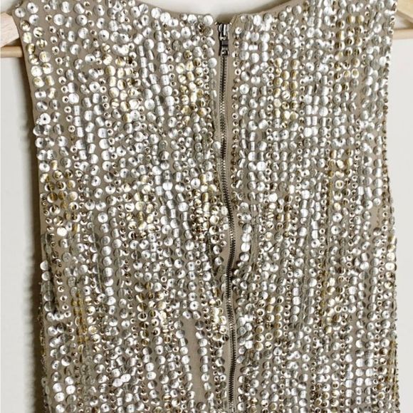 Sz 6 Alice+Olivia Glam A Line Dress Size 6 Champage Silver Sparkle A Line Dress - Picture 6 of 16